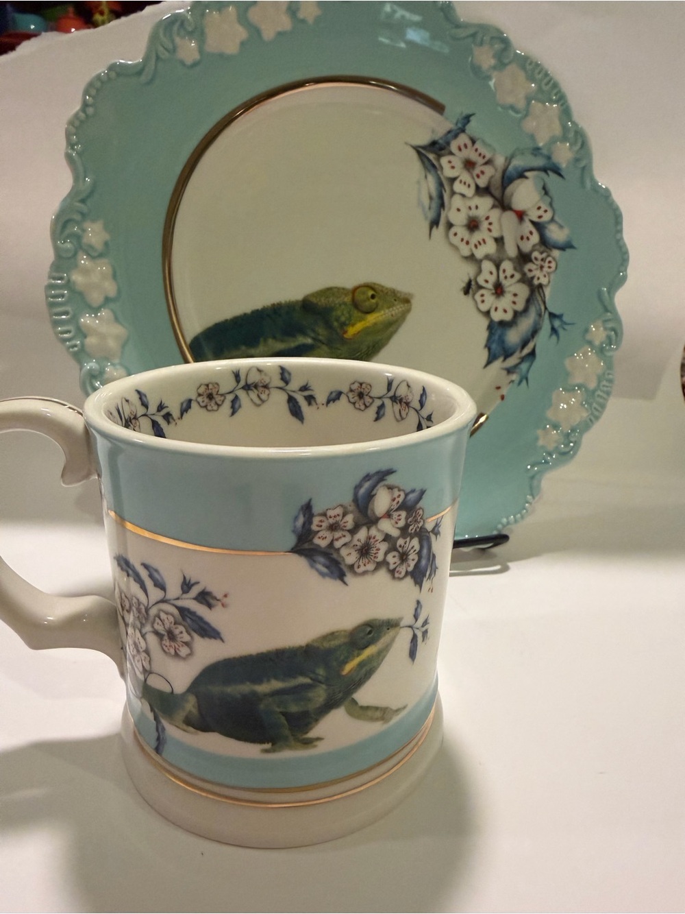 Anthropologie Lou Rota Nature Table Chameleon Plate & Mug Set